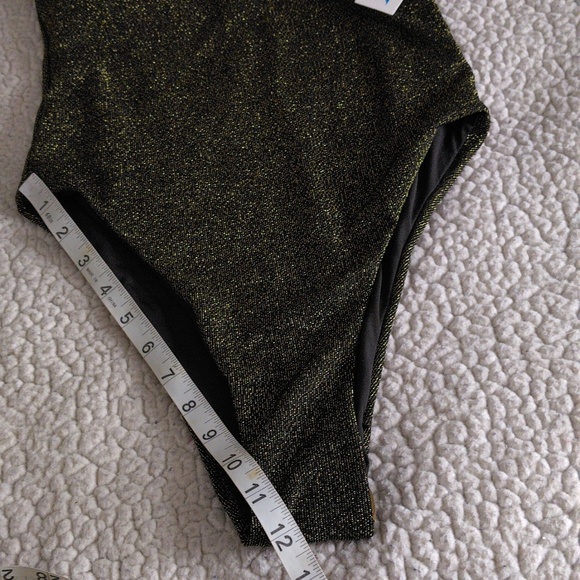 Mermaid Swimwear Size Small High Cut Waist Gold Metallic One Piece Bathing Suit - Picture 11 of 14
